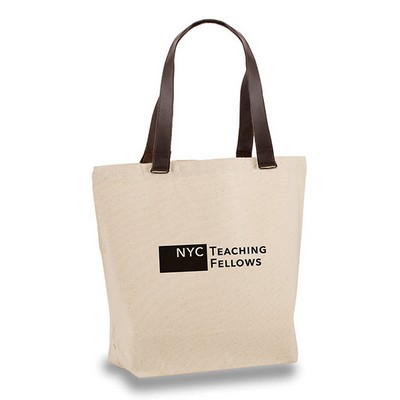 Faux Leather Handle Tote (16 X 13 X 5)