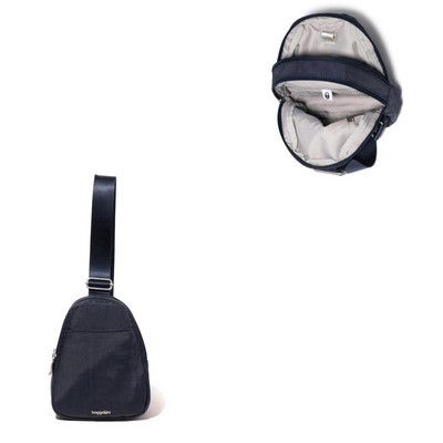 Baggallini Double Zip Mini Sling Bag - French Navy Blue
