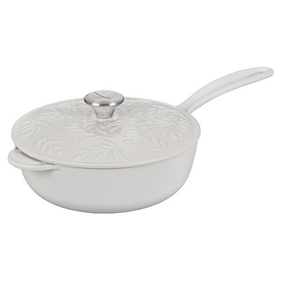 Le Creuset 2.25Qt Olive Branch Collection Saucier Matte White