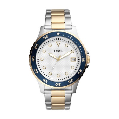 Fossil Mens Classic Sport 2-Tone Stainless Steel Watch Silver Dial