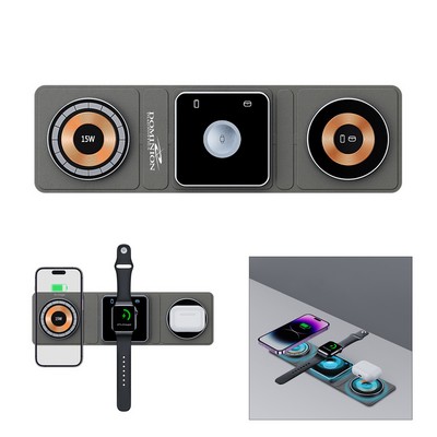 Magnetic Foldable 3" 1 Wireless Charger for Multple Devices