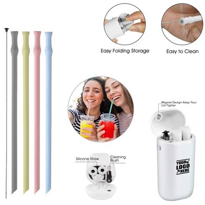 Foldable Silicone Straw w/Key Chain