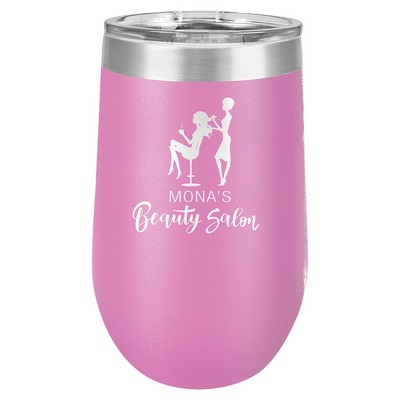 Light Purple Polar Camel™ 16 oz Stemless Wine Tumbler with a Clear Lid