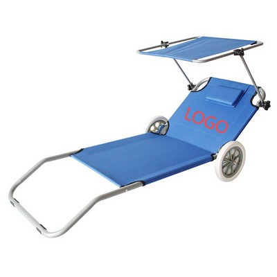 Steel Frame Lounger With Canopy And Wheels