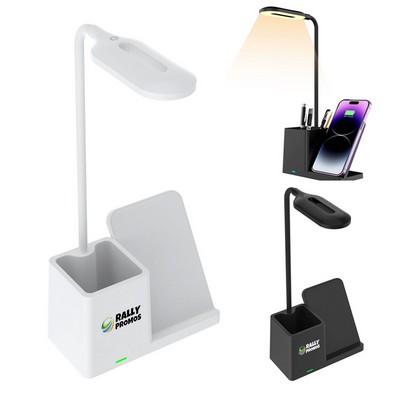 3-In-1 Pen Holder LED Lamp Wireless Charging Stand