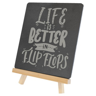 6 3/4" x 7 3/4" Wood/Slate Easel