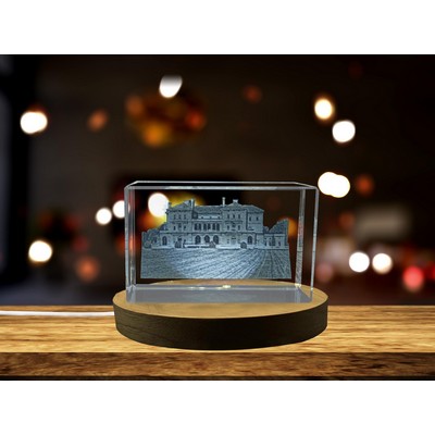 The Breakers Castle 3D Engraved Crystal Trophy w/LED Base