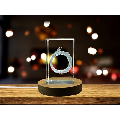 Jörmungandr 3D Engraved Crystal Trophy Award w/LED Base Light - Norse Mythology Decor