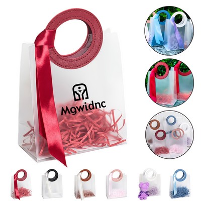 Frosted Clear Plastic Gift Bags with Leather Handle for Wedding Birthday Candy Party Favors School