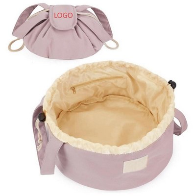 Lay-Flat Drawstring Cosmetic Pouch