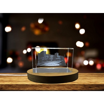 Exquisite 3D Engraved Crystal Sculpture of The Walls of Istanbul w/LED Base Light