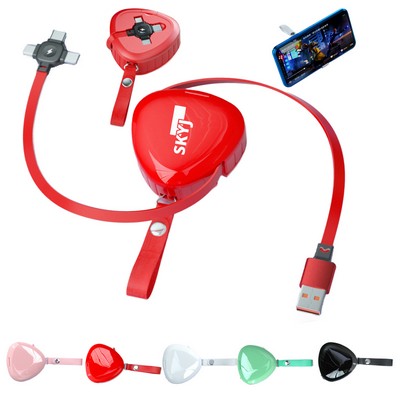 Retractable 3-In-1 Data Charging Cable With Phone Holder