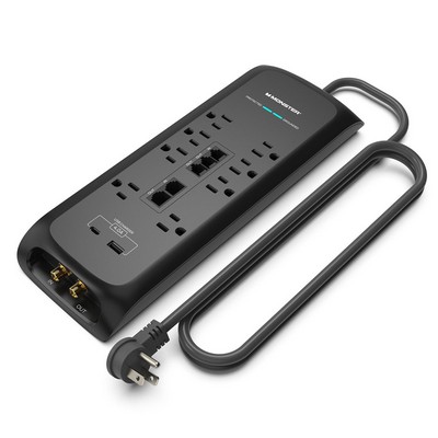 Monster Power Strip/Surge Protector 12 Outlets 2 Usb Ports 6' Long - Black