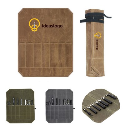 Chef Camping Portable Wet Wax Canvas Knife Storage Bag