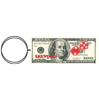 Las Vegas Dice $100 Bill Key Chain w/Clear Mirrored Back (2 Square Inch)