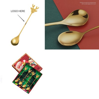 Christmas reindeer Dessert Coffee Spoon Sets