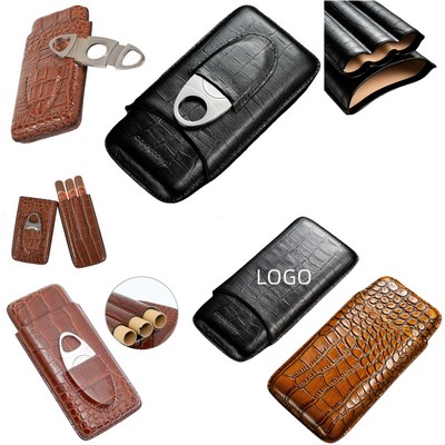 Premium Triple Cigar Leather Case