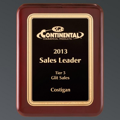Rosewood Piano Finish Rounded Corners, Textured Black Brass/Florentine, Medium (8"x10-1/2")