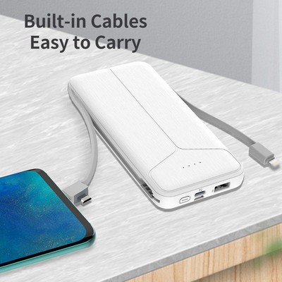 Universal 10000mAh Fast Charging Power Bank with Type C Cable and AC Wall Plug