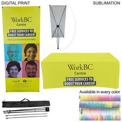 Trade Show Package, Tripod Banner with Graphics + Sublimated Tablecover, Easy to setup