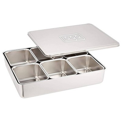 Kitchen Stainless Steel 6-Compartment Spice Organizer Box