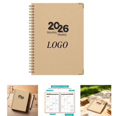 A5 English Coil Notebook Kraft Paper Cover Paper Diary