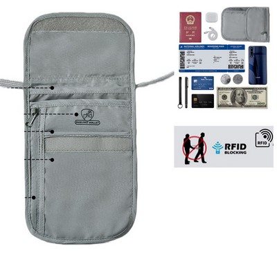 RFID Blocking Neck Wallet Passport Holder