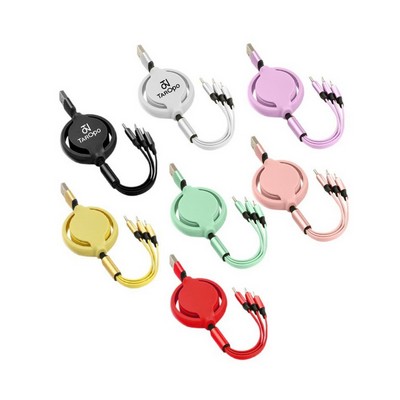 3in1 Custom Retractable High Speed Charge Cable 39"