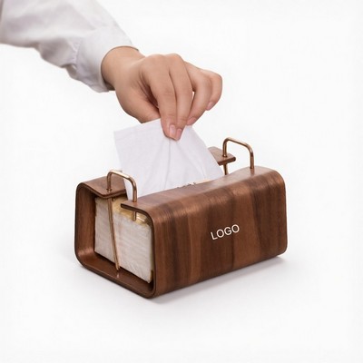 Artistic Wooden Tissue Box Modern Desktop Organizer Napkin Dispenser Premium Natural Decor