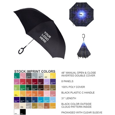 48" arc inverted, double layer umbrella - Galaxy pattern inside