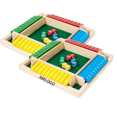 Classic 4-Player Wooden Shut The Box Dice Game