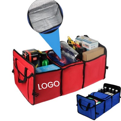 Multi-Compartment Collapsible Car Trunk Organizer w Cooler