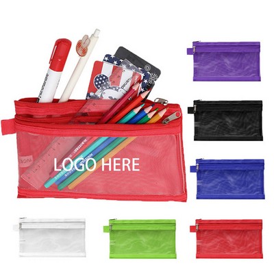 Twin Pocket Mesh Pencil Pouch