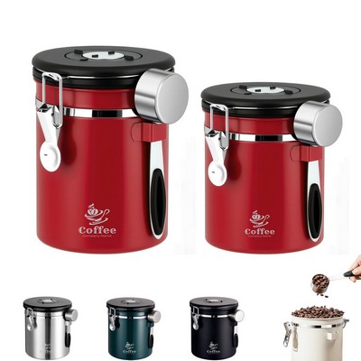 Airtight Coffee Bean Container Stainless Steel Storage Canister Food Jar with Scoop Date Tracker