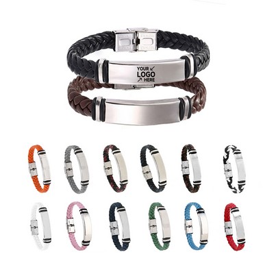 Engravable Leather Braided Bracelets