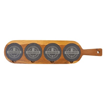 Acacia Wood and Slate Serving Board - Premium Entertaining Piece