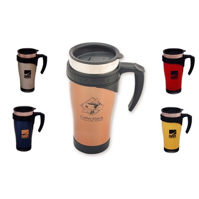 16 Oz. Designer Stainless Steel Commuter Mug w/Open Handle