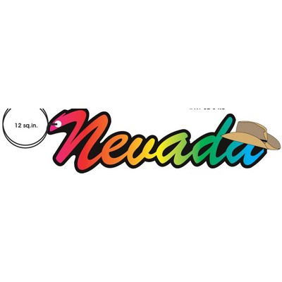 Nevada w/Cowboy Hat Key Chain w/Clear Mirrored Back (12 Square Inch)