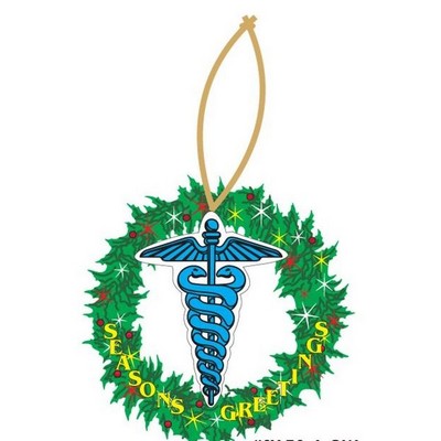 Caduceus Promotional Wreath Ornament w/ Black Back (8 Square Inch)