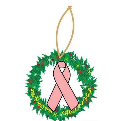 Awareness Ribbon Promotional Wreath Ornament w/ Black Back (12 Square Inch)