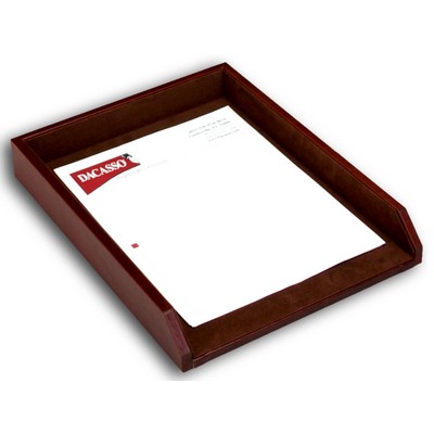 Classic Top Grain Mocha Brown Leather Front Load Letter Sized Letter Tray