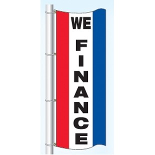 Double Faced Stock Message Interceptor® Drape Flag (We Finance) (3' x 8')