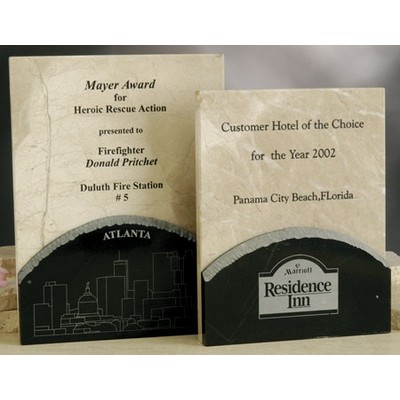 Black/Verona Genuine Marble Skyline Plaque (7"x9")