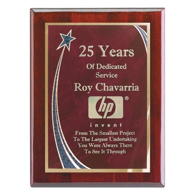 Plaque - 9"x12 Wall Plaque w/ Red Rising Star Achievement Plate (7"x10")