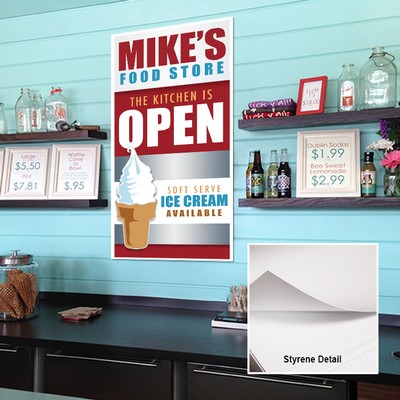 0.04" White Styrene Sign - 24"x36"