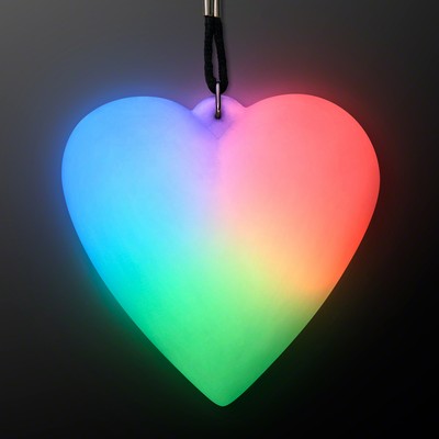 LED Deco Heart Necklace on Black Lanyard - BLANK