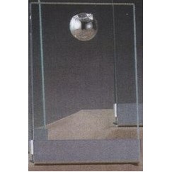 Clear Glass Plaque Award w/Silver Baseball Accent, Silver Plastic Mounts & Base (6"x8.5")