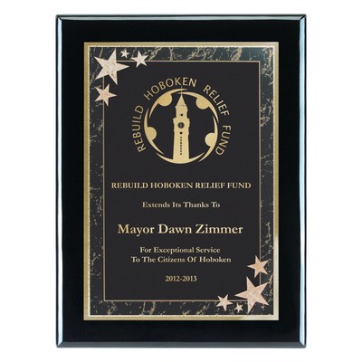 Plaque - 7"x9" Wall Plaque w/ Black Corner Star Plate (5"x7")