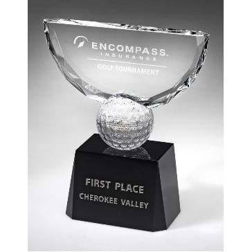 X-Large Optical Crystal Crowned Golf Trophy
