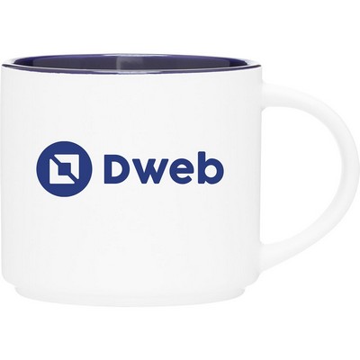 16 oz Monaco Ceramic Mug (Matte White/Cobalt Blue)